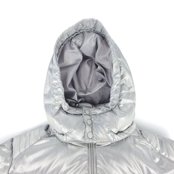 UNIQLO Gorpcore Metallic Silver Chrome Down Puffer Hoodie Jacket Parka Large - Picture 3 of 12